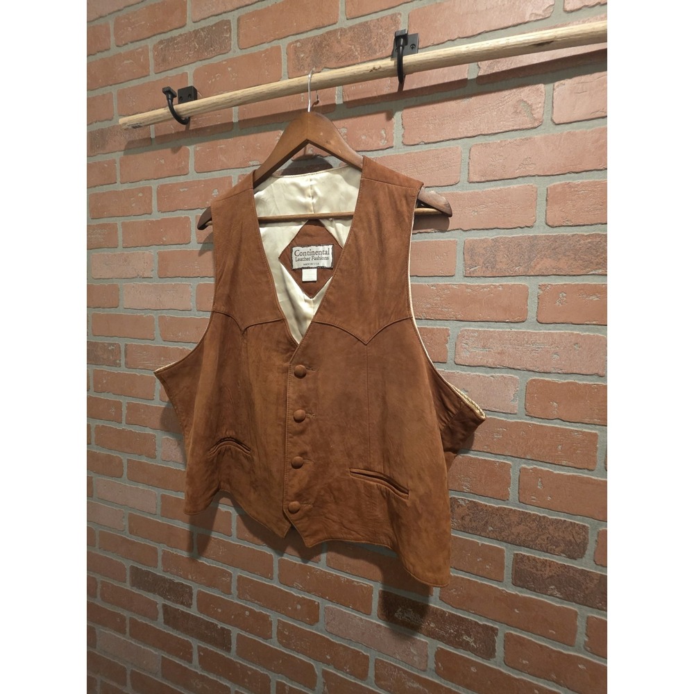 Continental Leather Fashions Vest Size 50  Made In The USA Leather Lamb Sku 82 - Picture 2 of 9